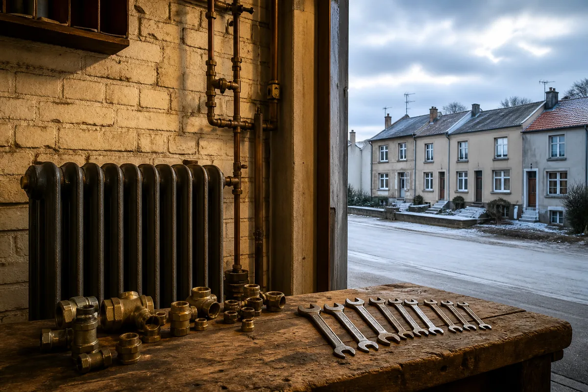Maisons de cité du Pays-Haut lorrain sous un ciel d’hiver