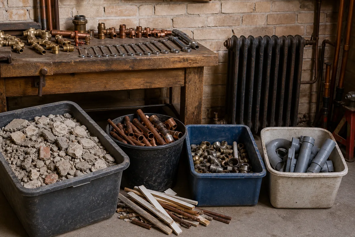 Gravats et déchets de chantier triés avant évacuation