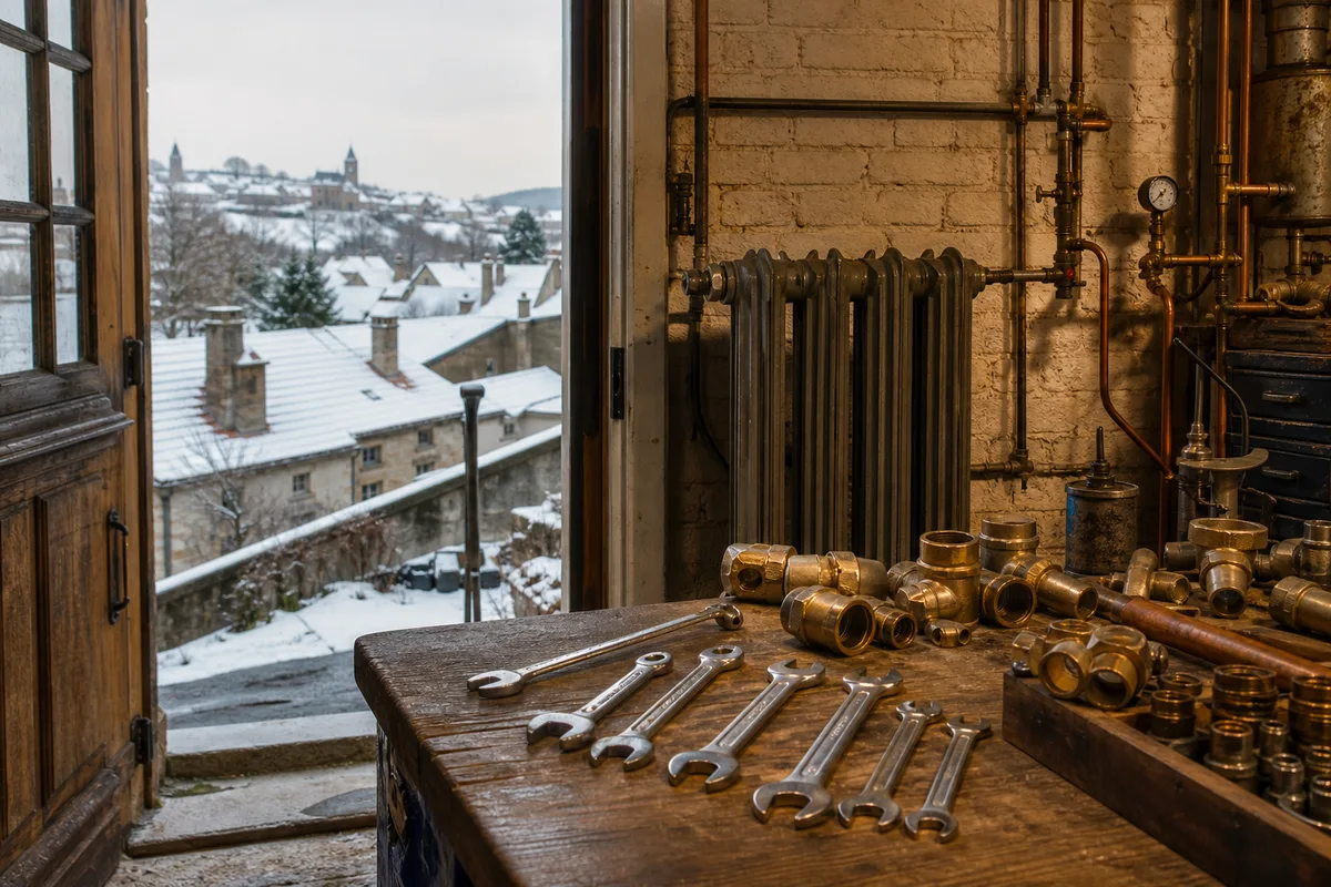 Village du nord meurthe-et-mosellan avec ses toits sous la neige